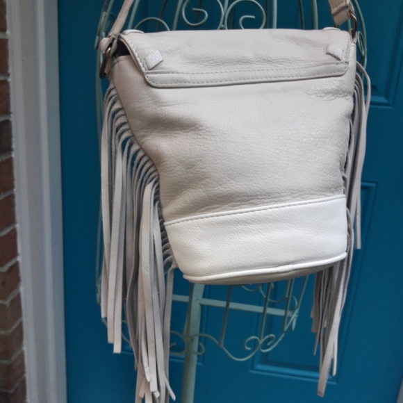 Genuine Leather Fringe Purse Bucket Bag Real Leather Boho Crossbody Handbag VTG - Picture 6 of 13